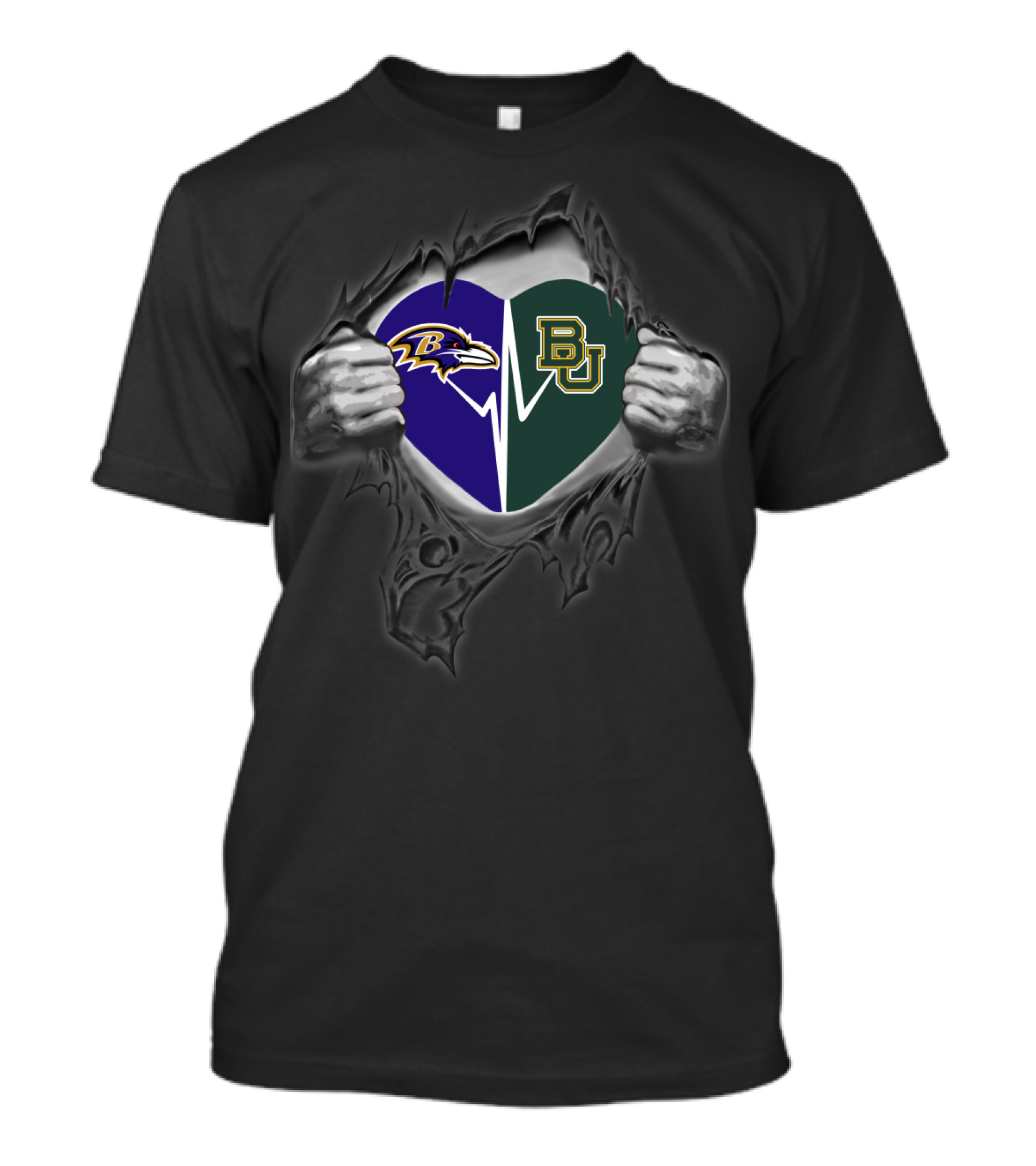 Baltimore Ravens And Baylor Bears Heart T-Shirt