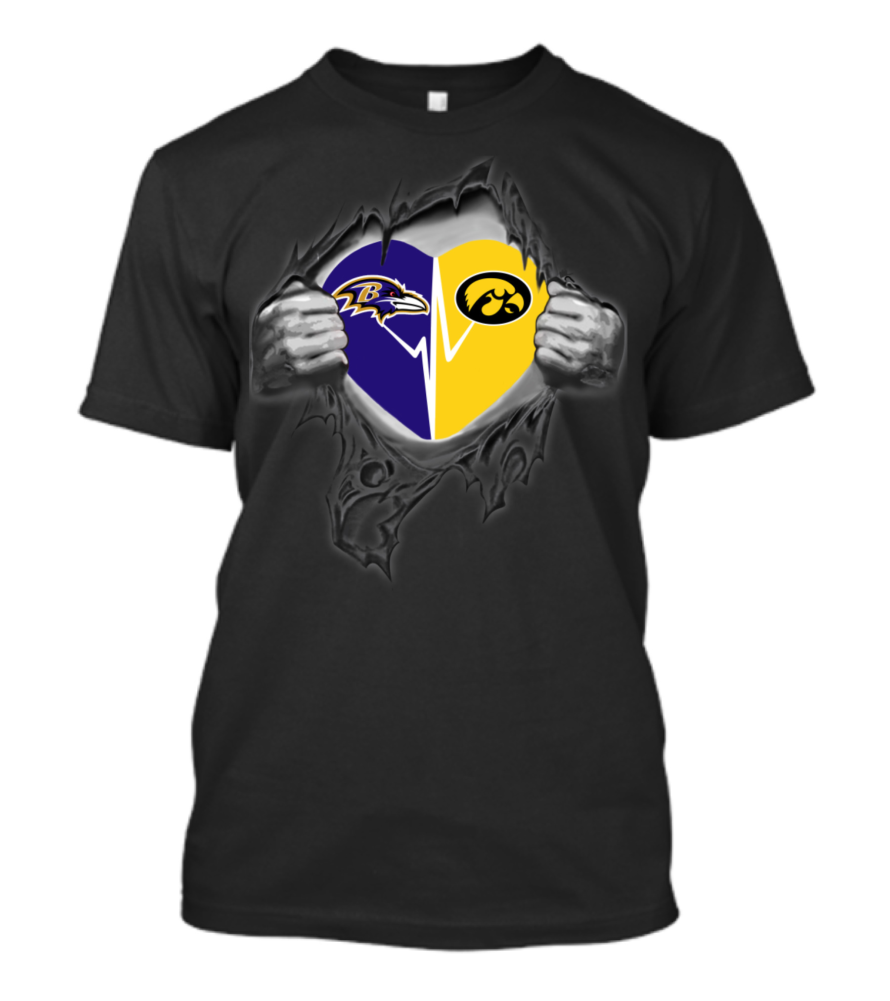 Baltimore Ravens Iowa Hawkeyes Heart T-Shirt