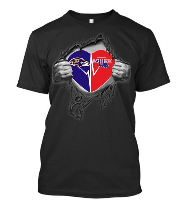 Ravens And Louisiana Tech Heart T-Shirt