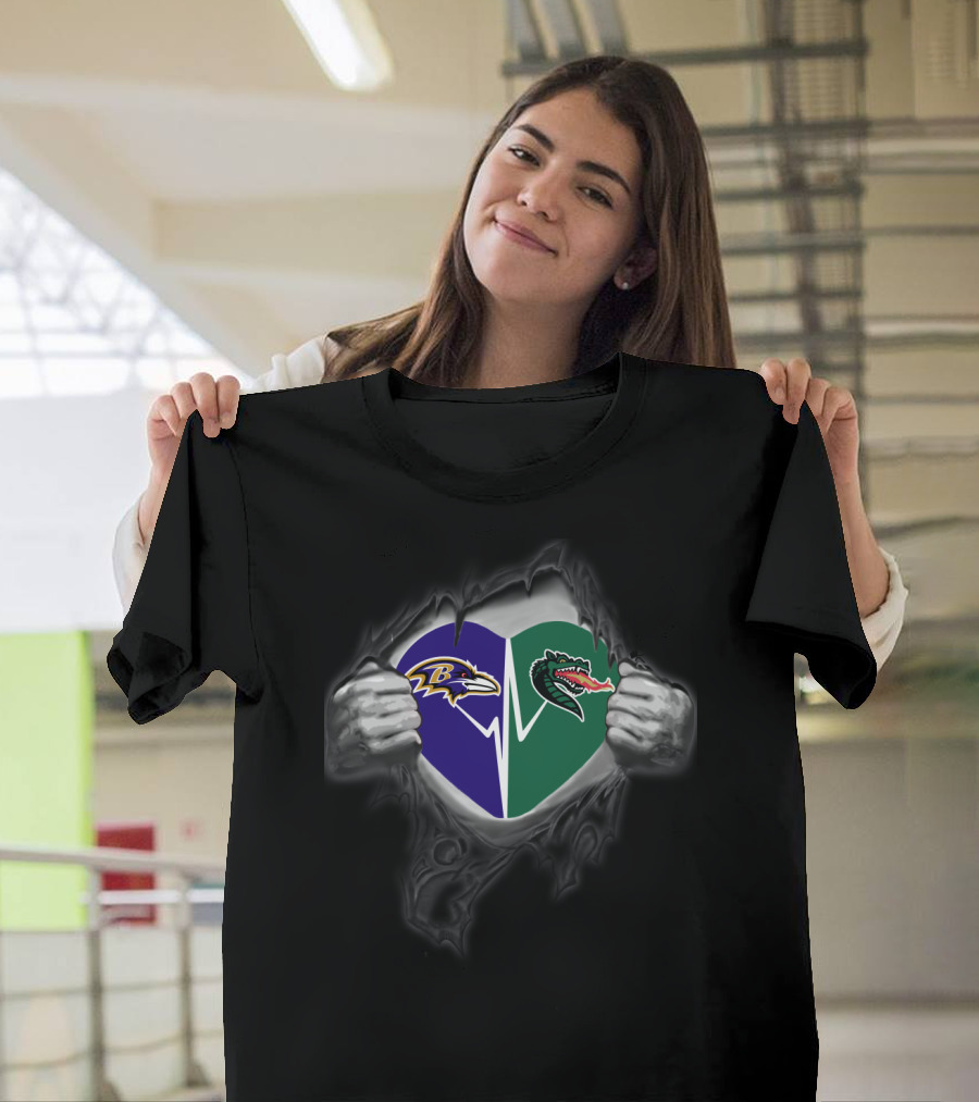 Ravens Uab Blazers Heart Logo Fusion T-Shirt