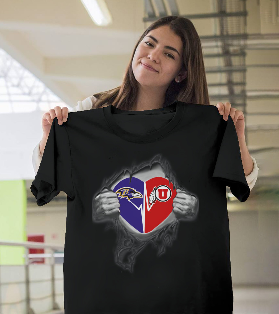 Baltimore Ravens Utah Utes Heart T-Shirt
