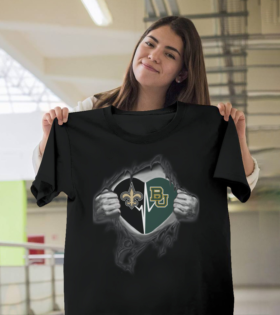 Saints Baylor Bears Heart Torn Open T-Shirt