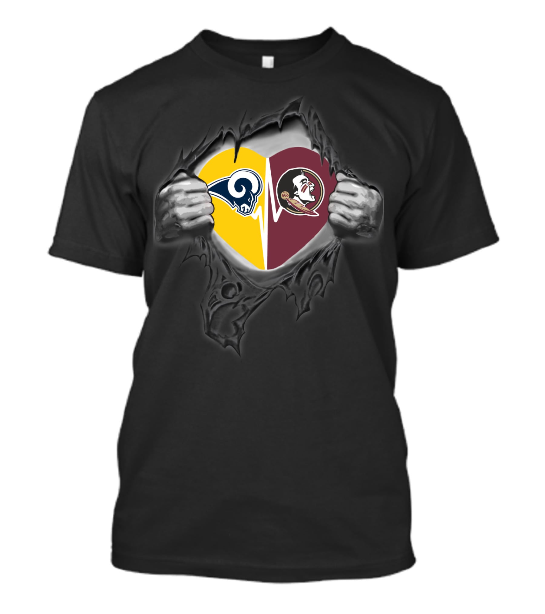 Seminoles Rams Heart Split T-Shirt