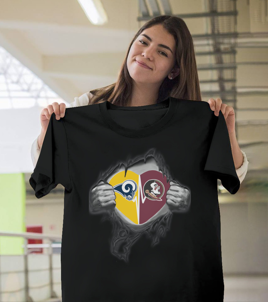Seminoles Rams Heart Split T-Shirt
