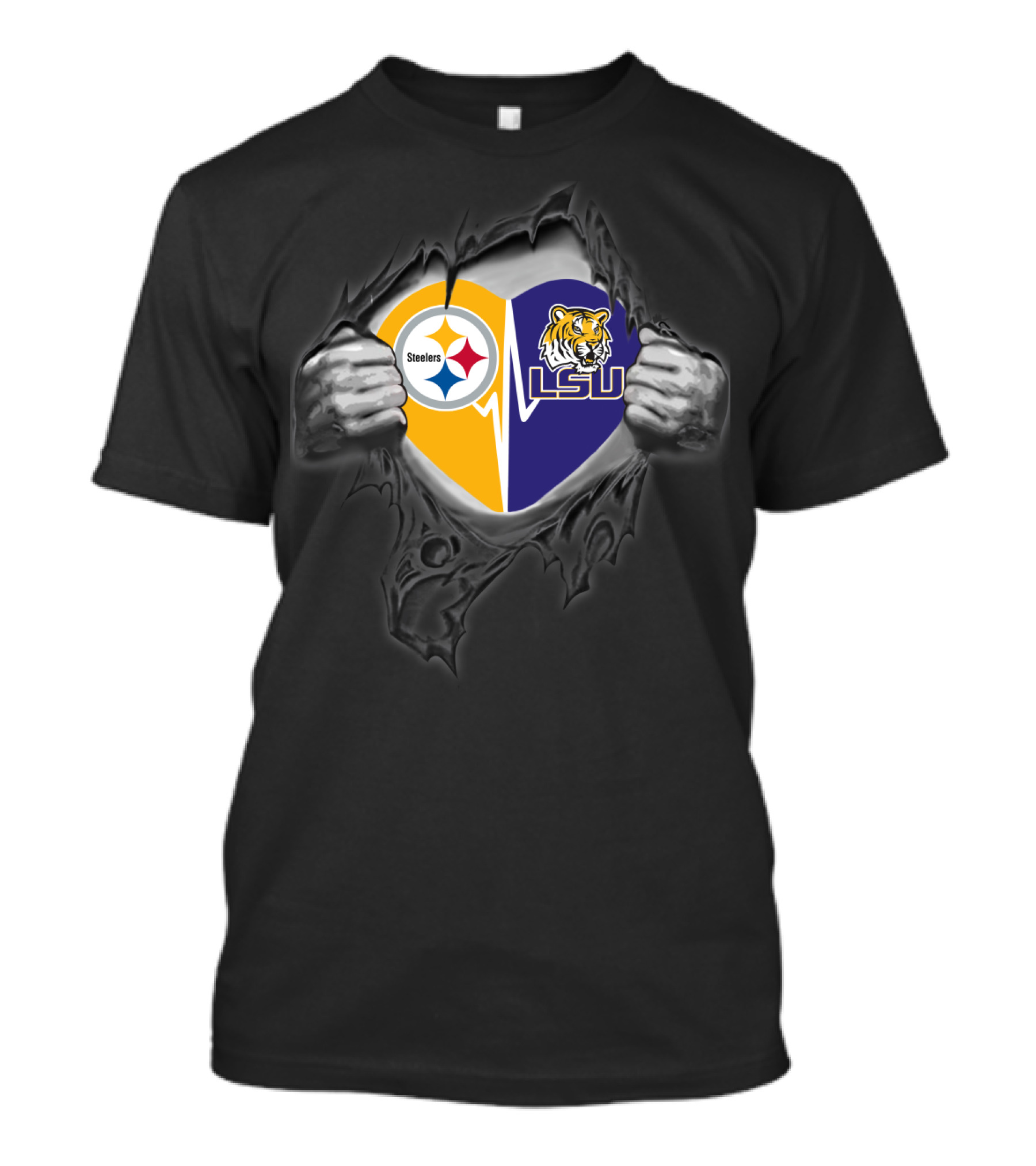 Steelers And Lsu Tigers Heart T-Shirt