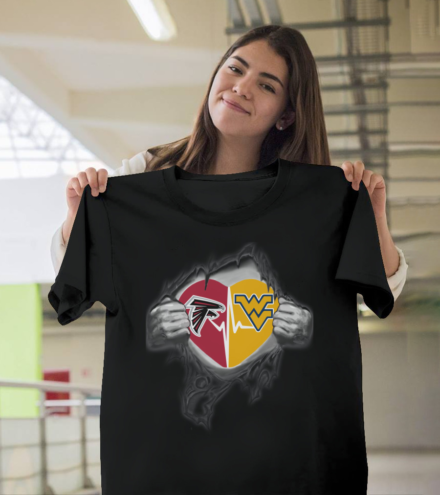 Atlanta Falcons West Virginia Mountaineers Heart T-Shirt