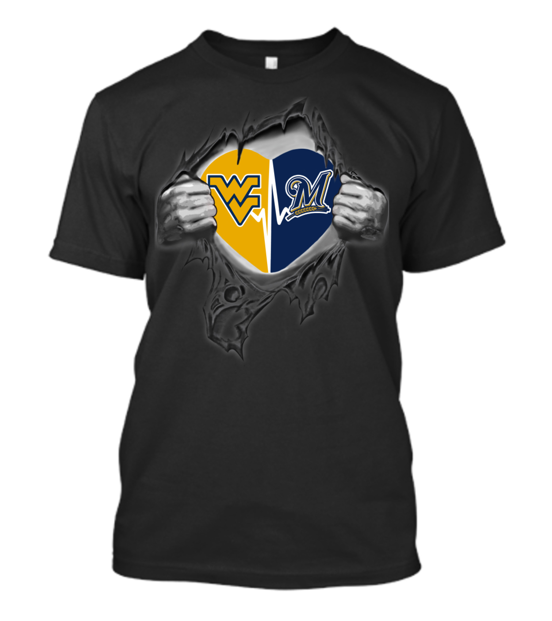 Brewers West Virginia Mountaineers Heart T-Shirt