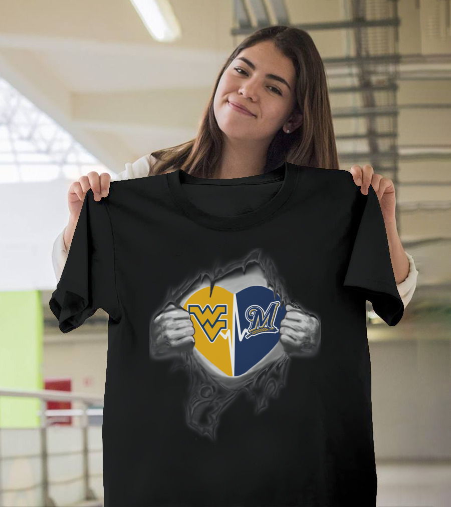 Brewers West Virginia Mountaineers Heart T-Shirt