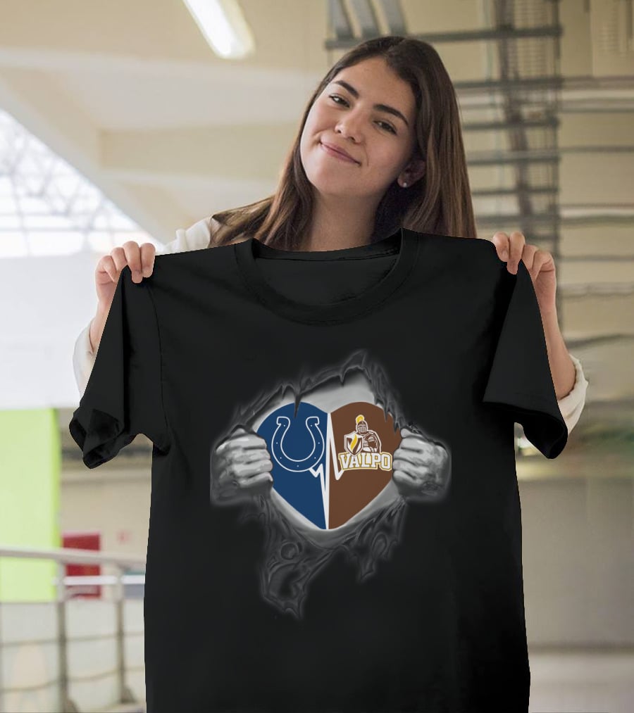 Colts Valpo Crusaders Indy Horseshoe Warrior Heart T-Shirt