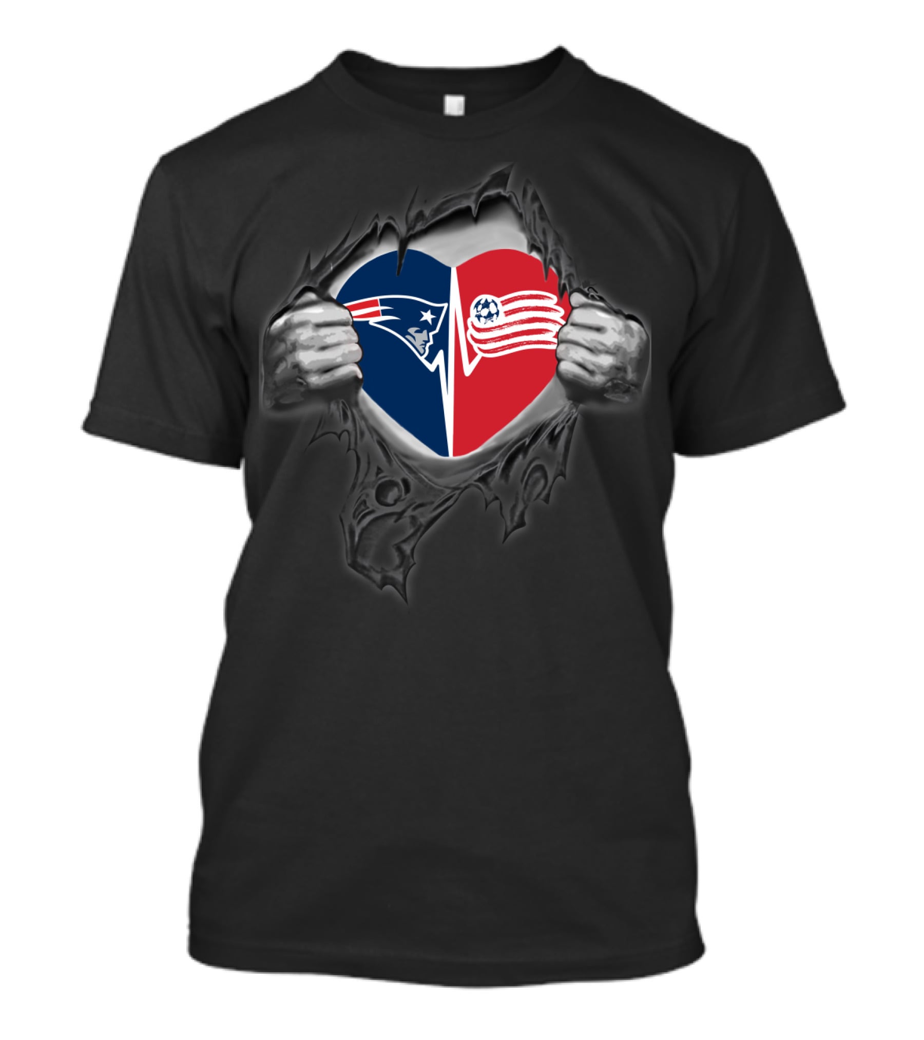 Patriots Revolution Heart Emblem With Torn T-Shirt