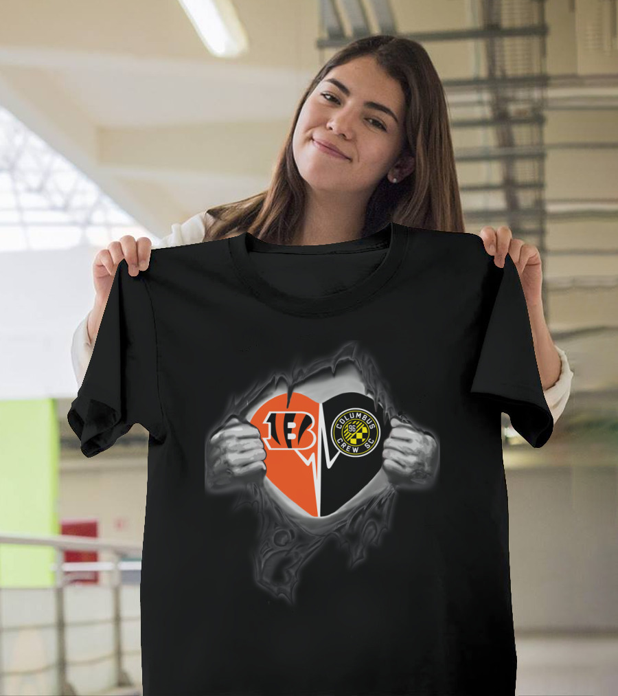Bengals Columbus Crew Sc Heart Logo Fusion T-Shirt