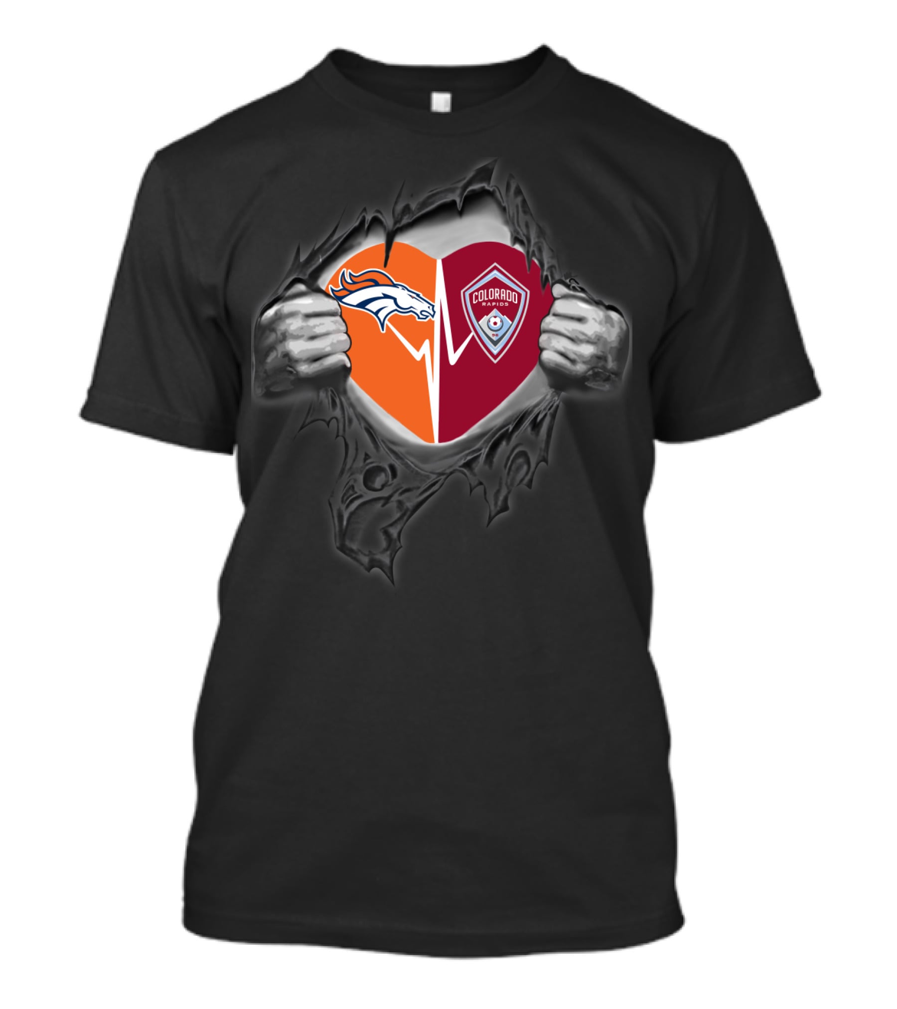Broncos Colorado Rapids Heart Logo Fusion T-Shirt