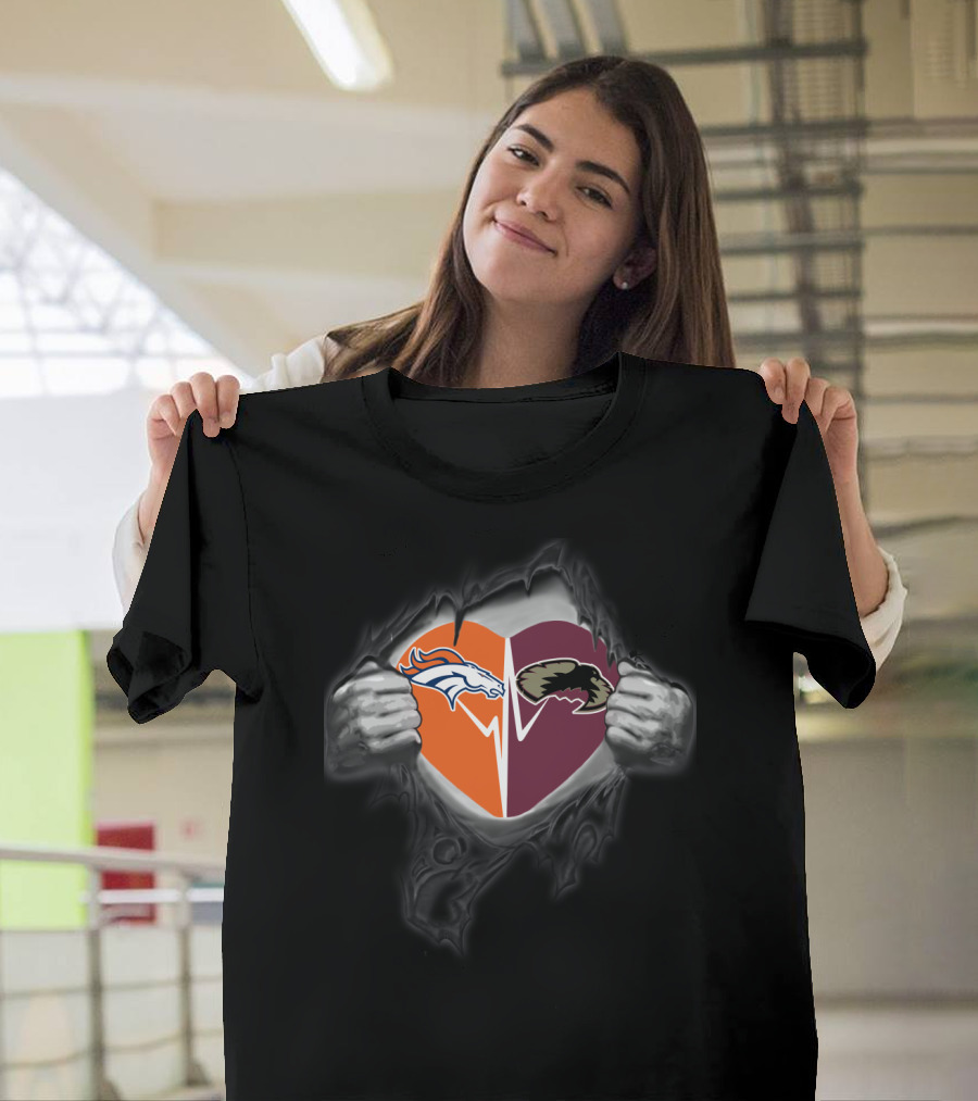 Denver Broncos Heart And Pioneers Logo Fusion T-Shirt