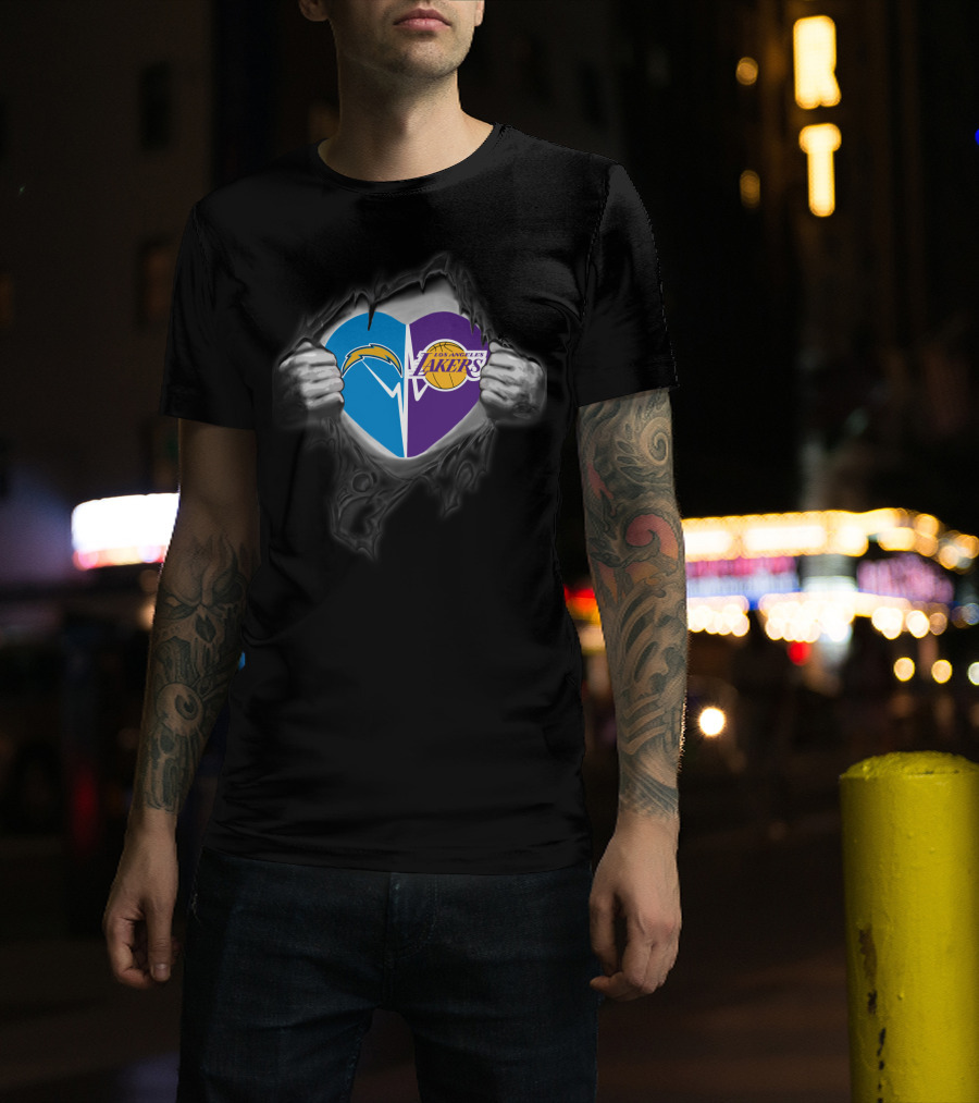 Chargers Lakers Heart Logo Fusion T-Shirt