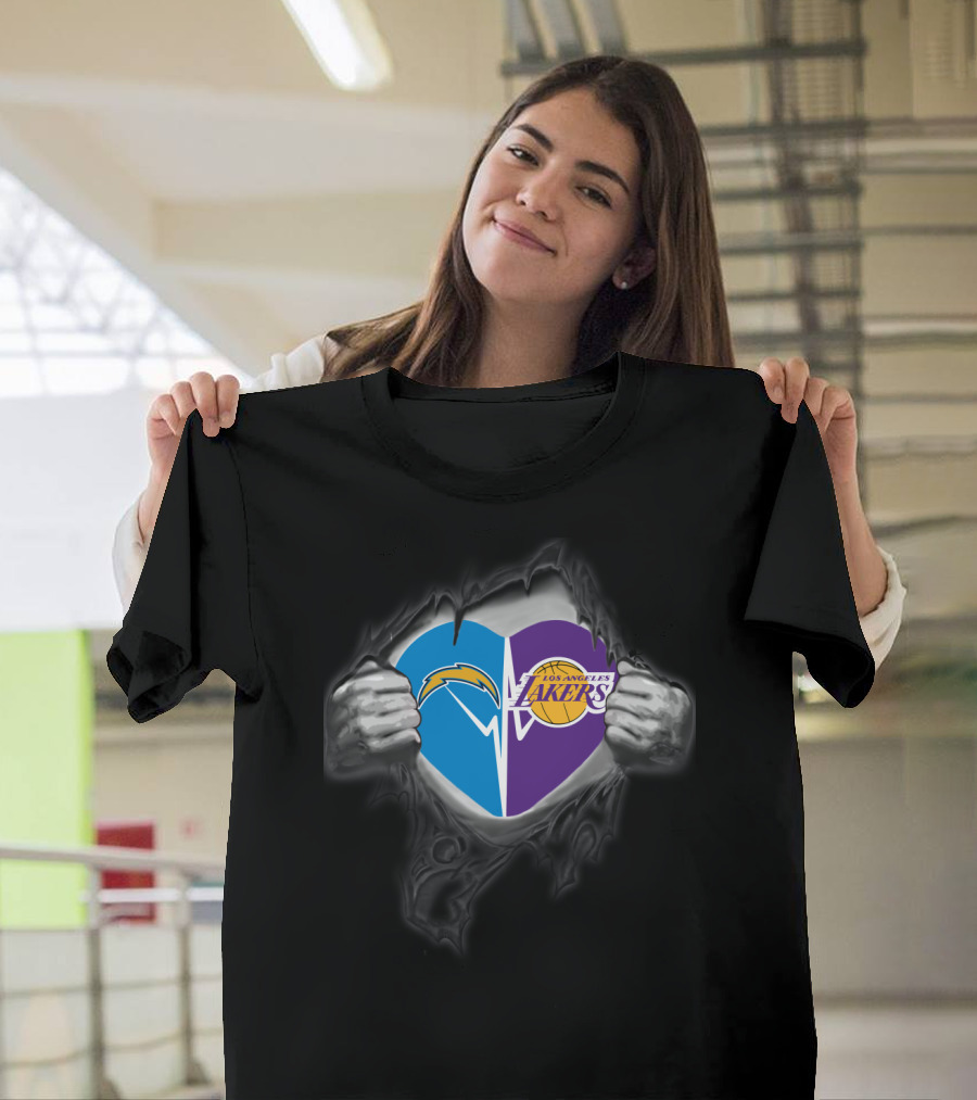 Chargers Lakers Heart Logo Fusion T-Shirt