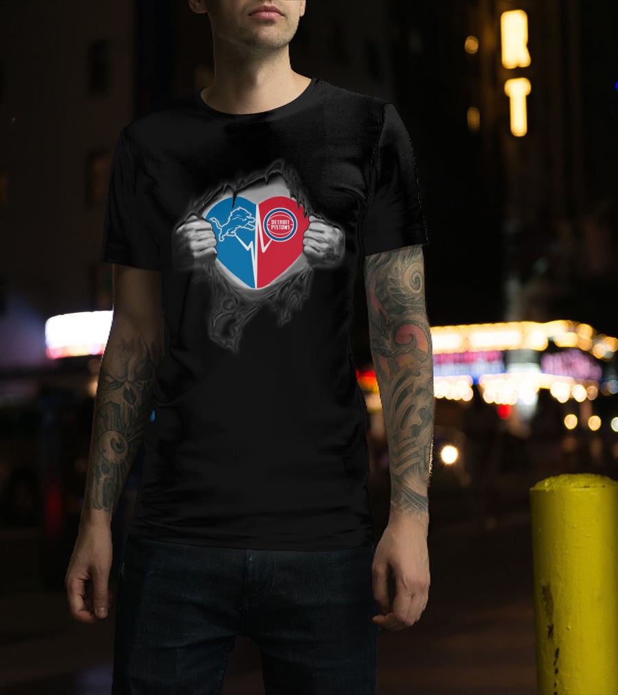Heart Of Detroit Lions And Pistons T-Shirt