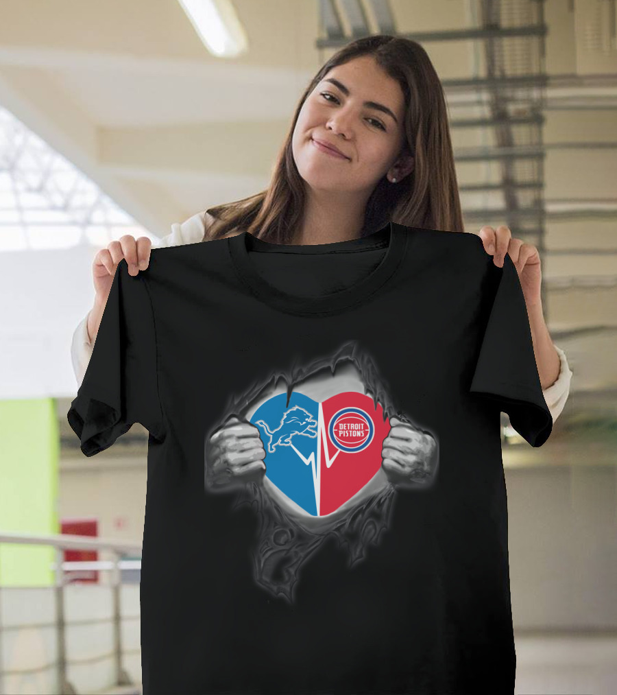 Heart Of Detroit Lions And Pistons T-Shirt
