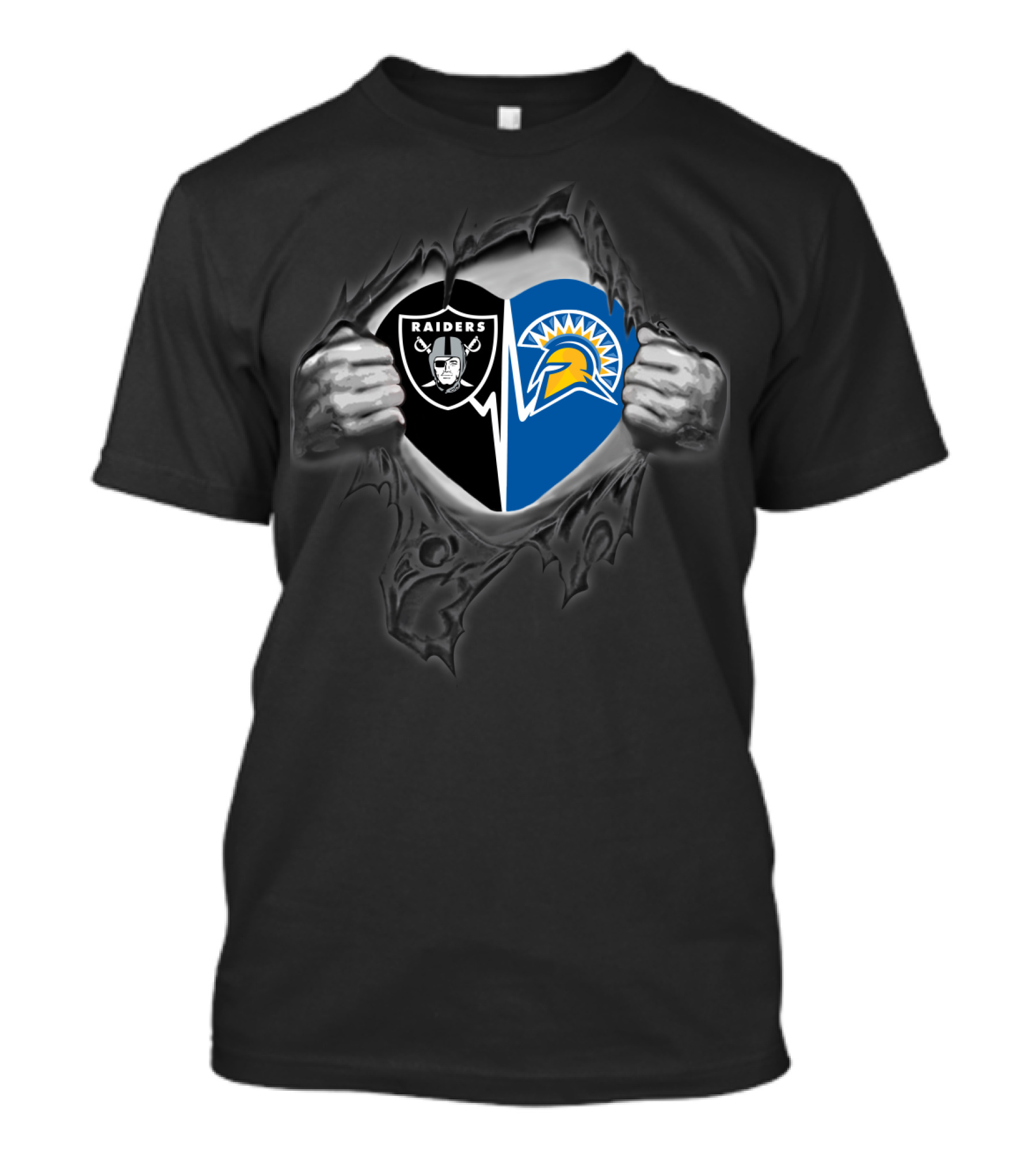 Raiders San Jose State Spartans Heart Logo Fusion T-Shirt