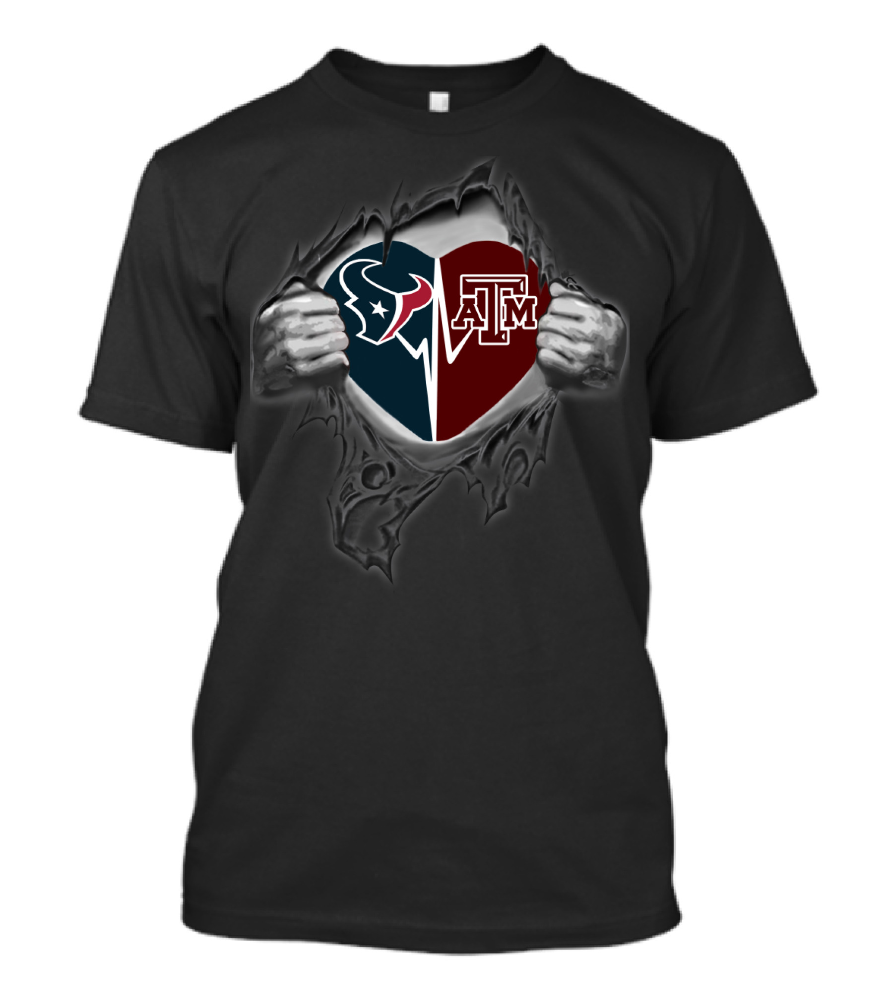 Texans Heart Texas A&M Aggies Logo Fusion T-Shirt