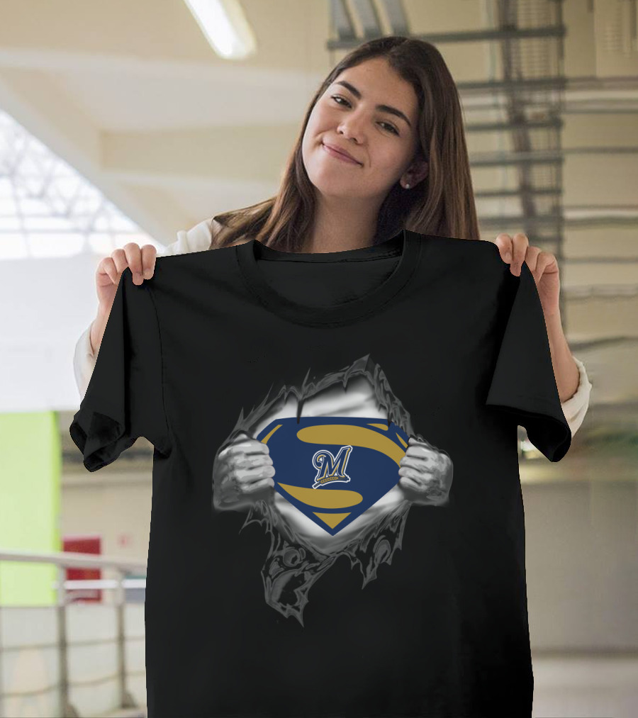Super Milwaukee Brewers Emblem Superman Style T-Shirt