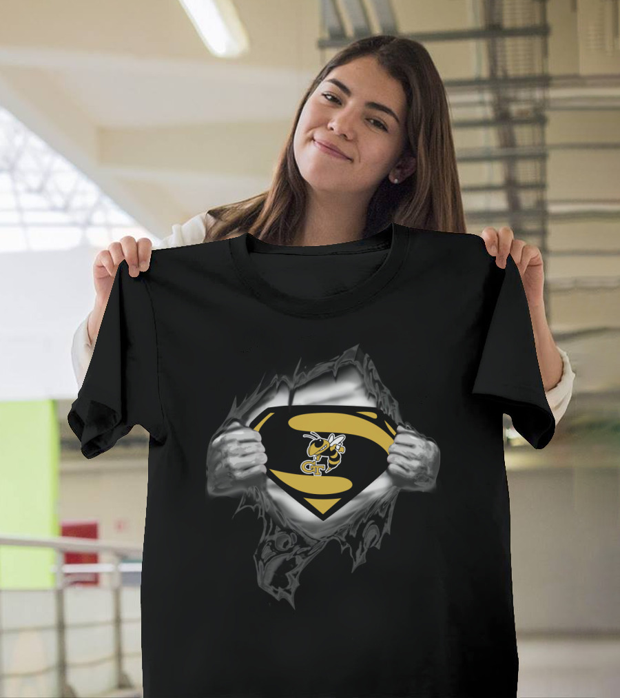 Superhero Georgia Tech Yellow Jackets Gt Logo Reveal T-Shirt