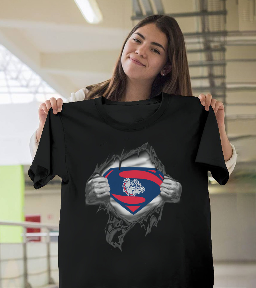 Superman Gonzaga Bulldogs Logo Chest Bulldog T-Shirt