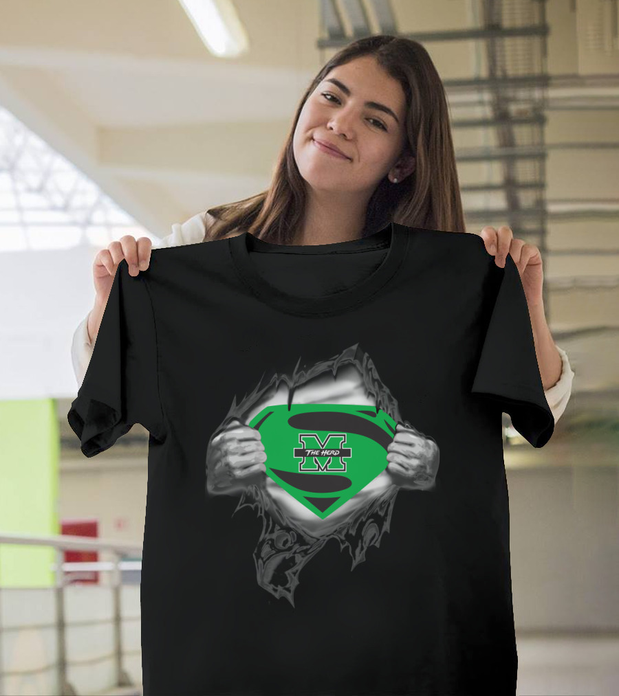 The Herd Marshall Thundering Herd Superman Logo Tear Open T-Shirt