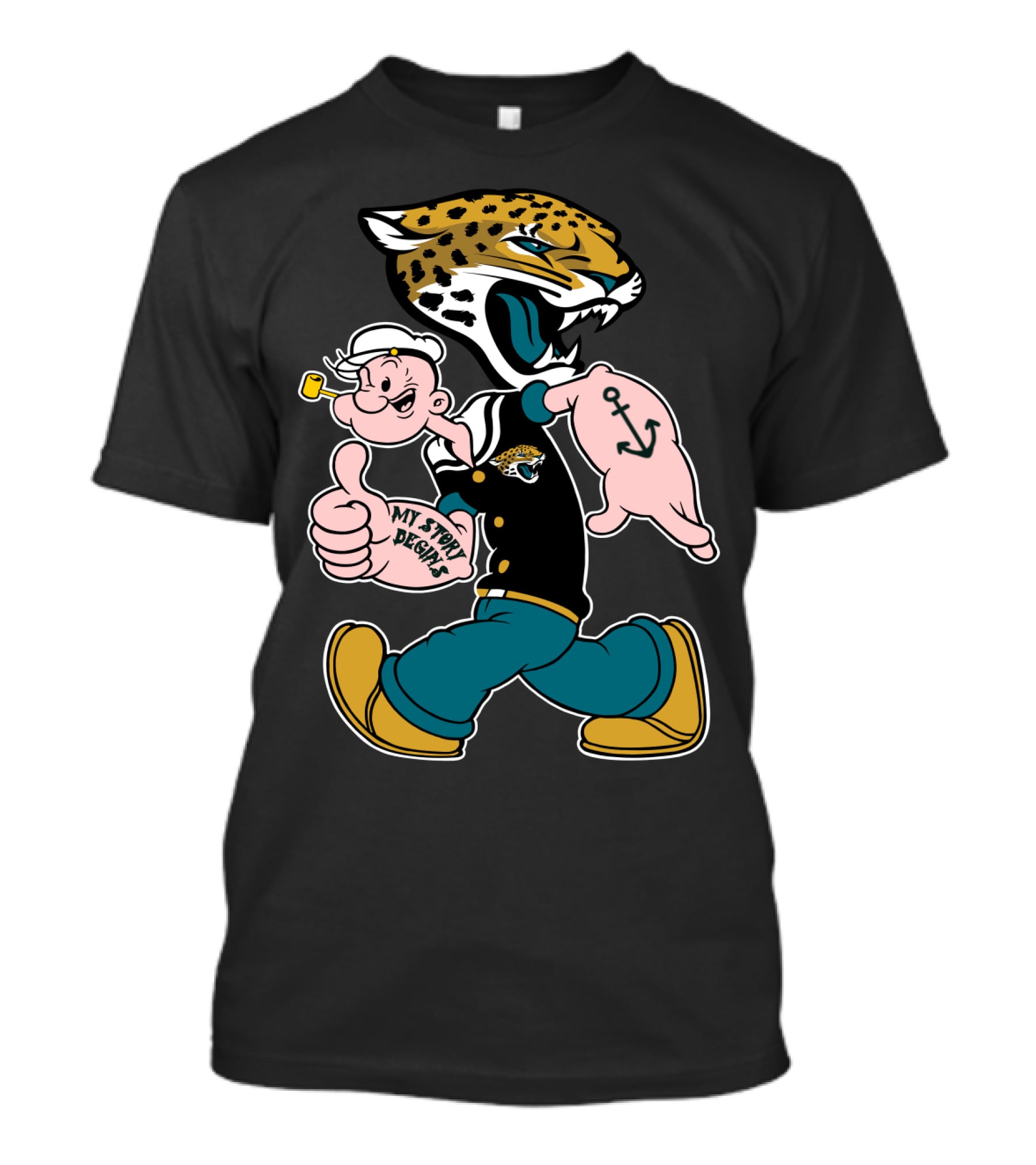 My Story Designs Jacksonville Jaguars Popeye Anchor T-Shirt