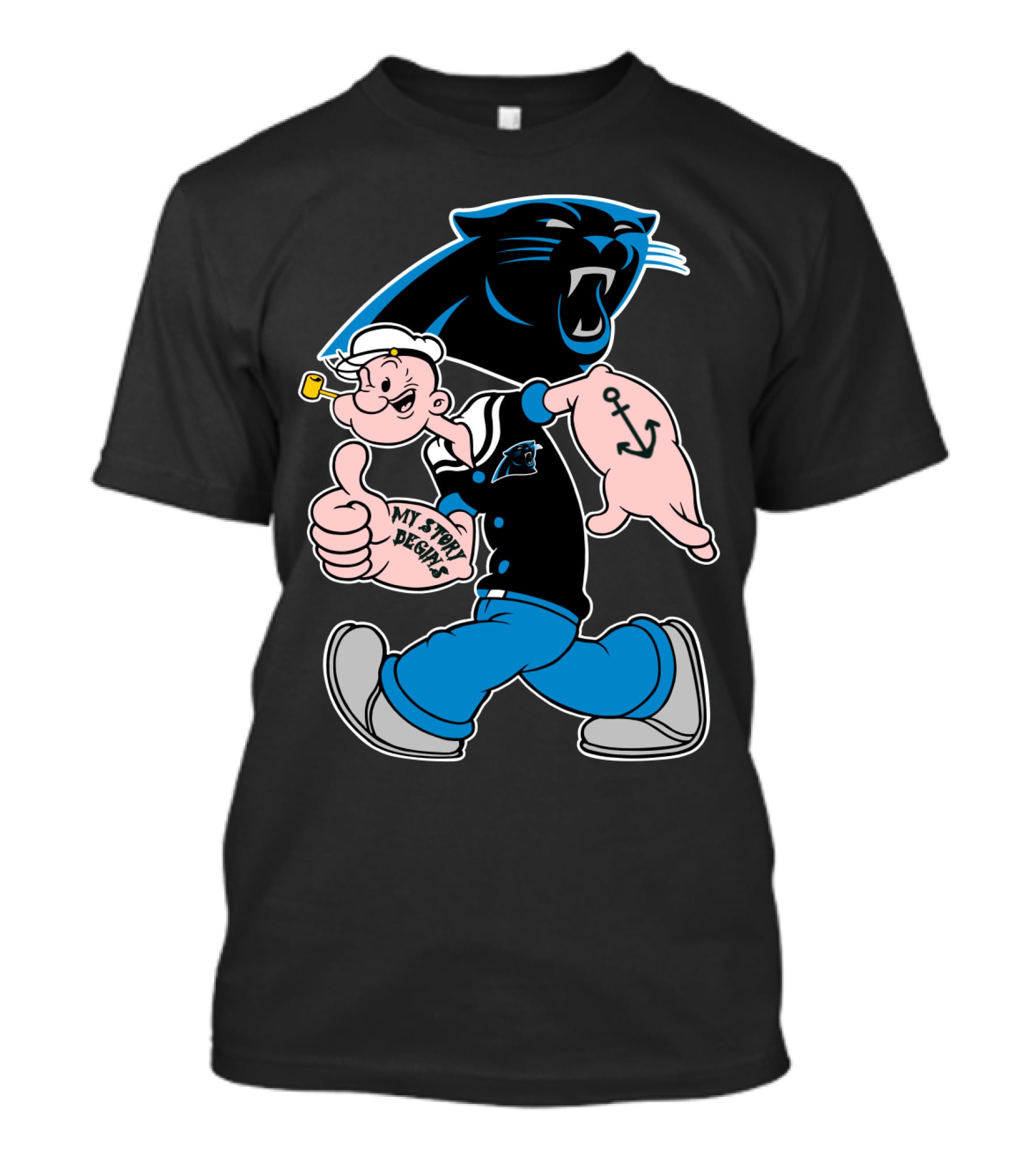 Carolina Panthers My Story Designs Popeye Anchor T-Shirt