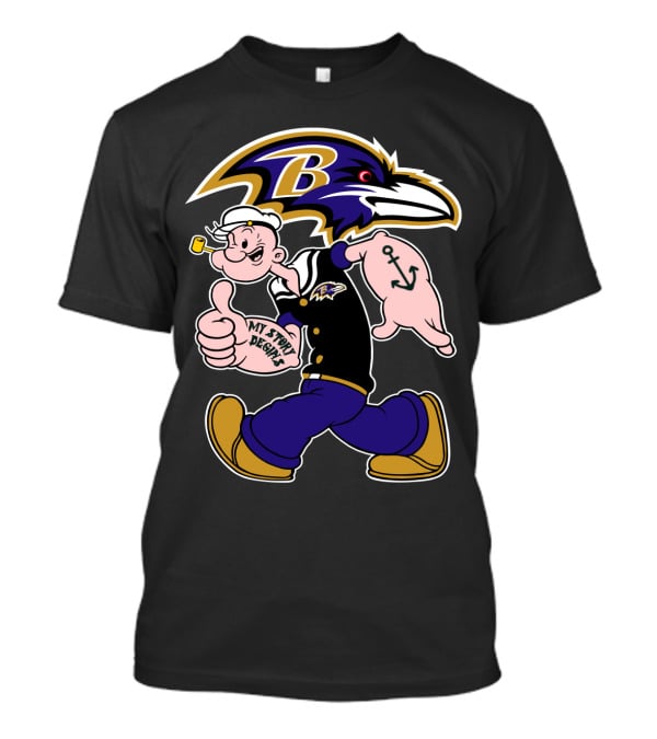 Baltimore Ravens Popeye Cartoon Character Nfl Crossover My Story Begins T-Shirt