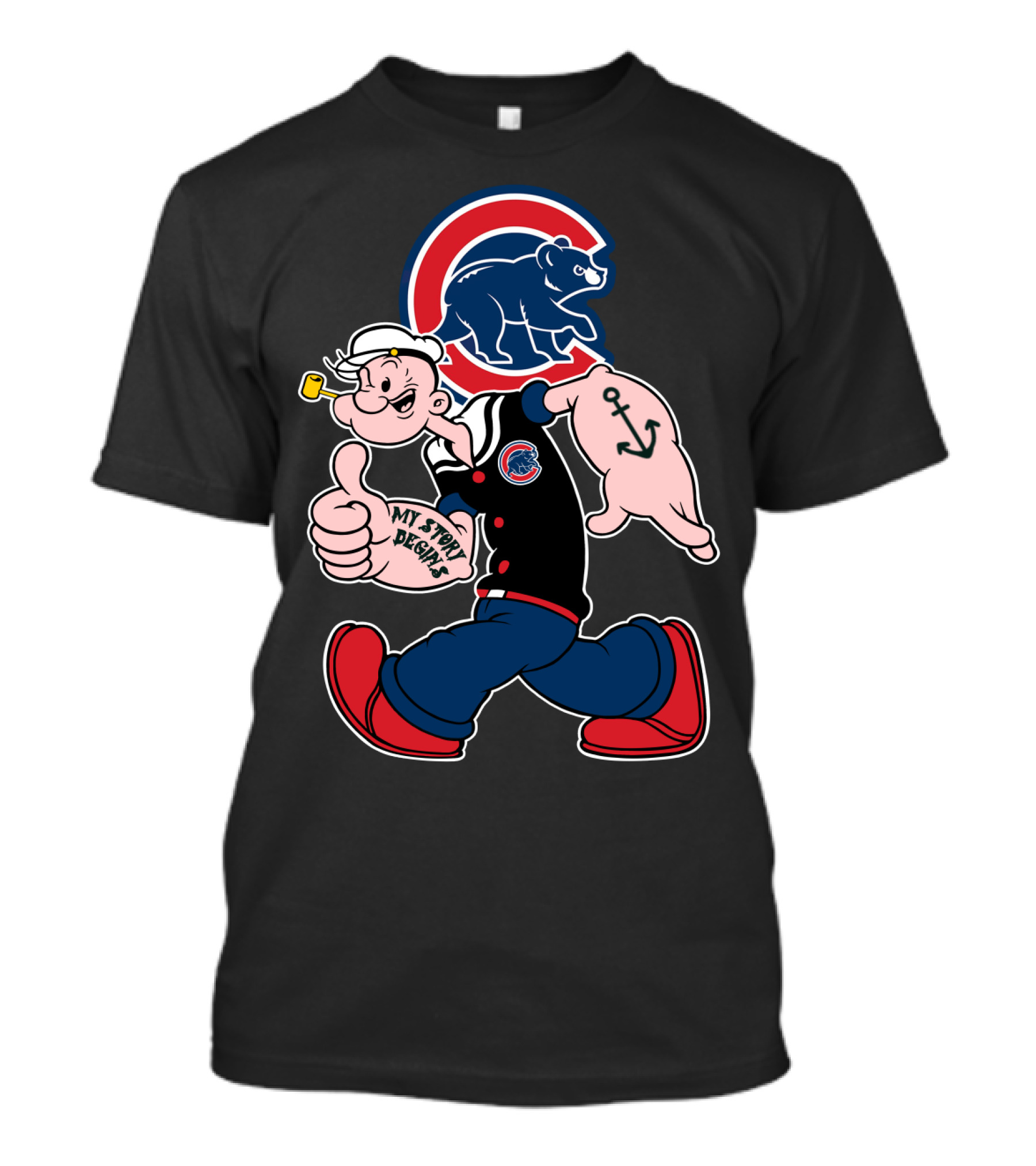 Popeye Chicago Cubs My Story Begins T-Shirt