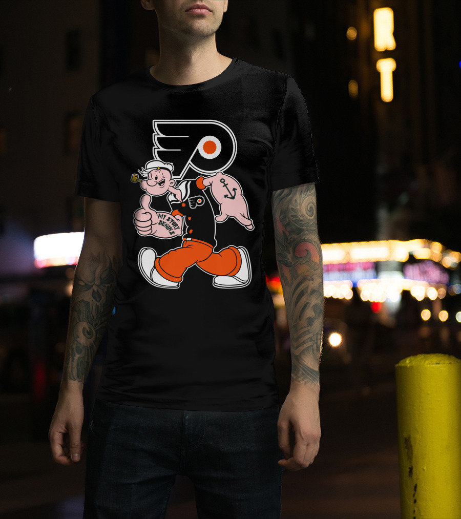 Popeye Thumbs Up 71 Philadelphia Flyers My Story Begins T-Shirt