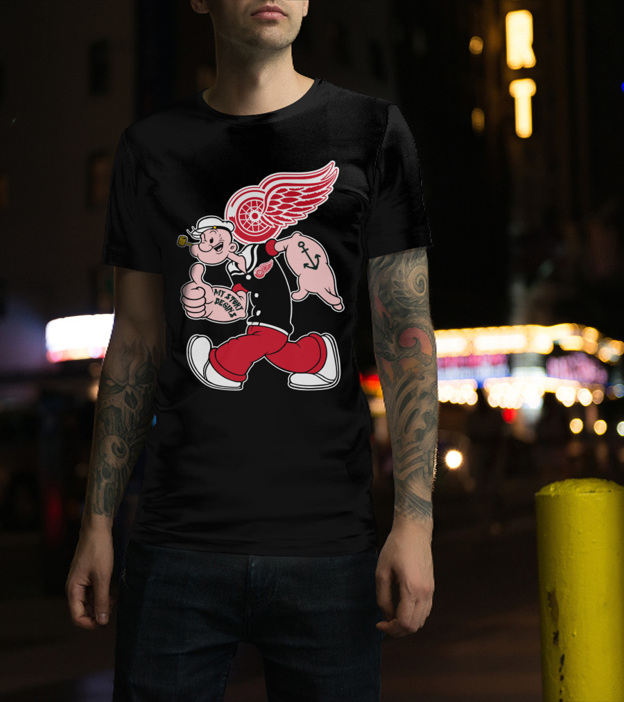 Popeye Detroit Red Wings My Story Begins Anchor 81 T-Shirt