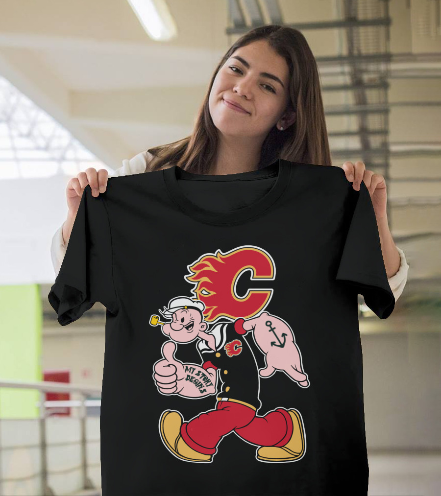 Calgary Flames Popeye My Story Begins Anchor 87 T-Shirt