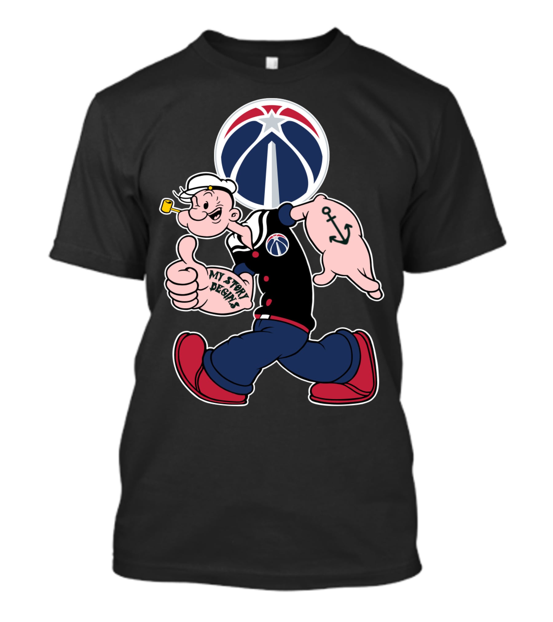 Washington Wizards Popeye My Story Designs T-Shirt