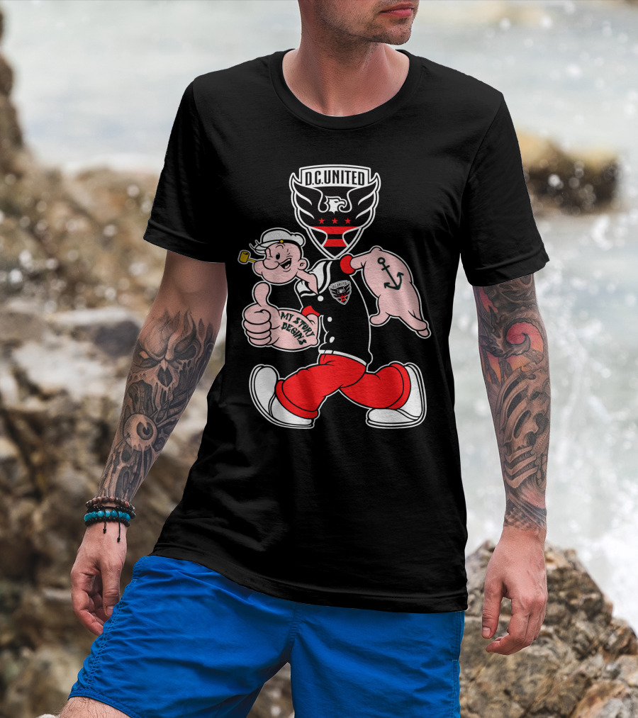 D.c. United My Story Begins Popeye Anchor Tattoo Sporty Style T-Shirt