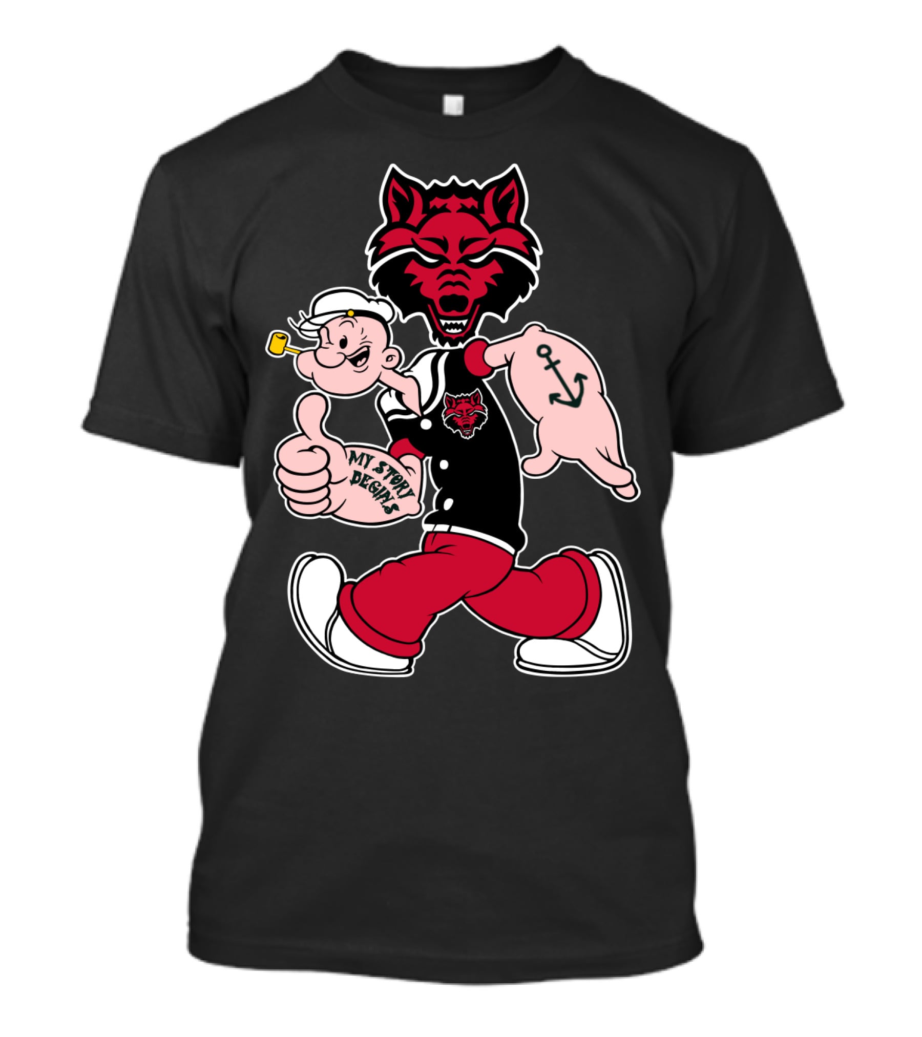 Arkansas State Red Wolves My Story Designs Popeye Anchor T-Shirt