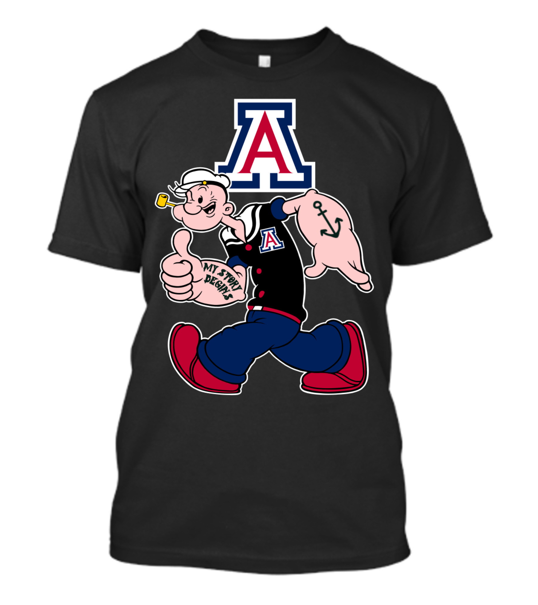 Arizona Wildcats Popeye Anchor My Story Begins Vintage Style T-Shirt