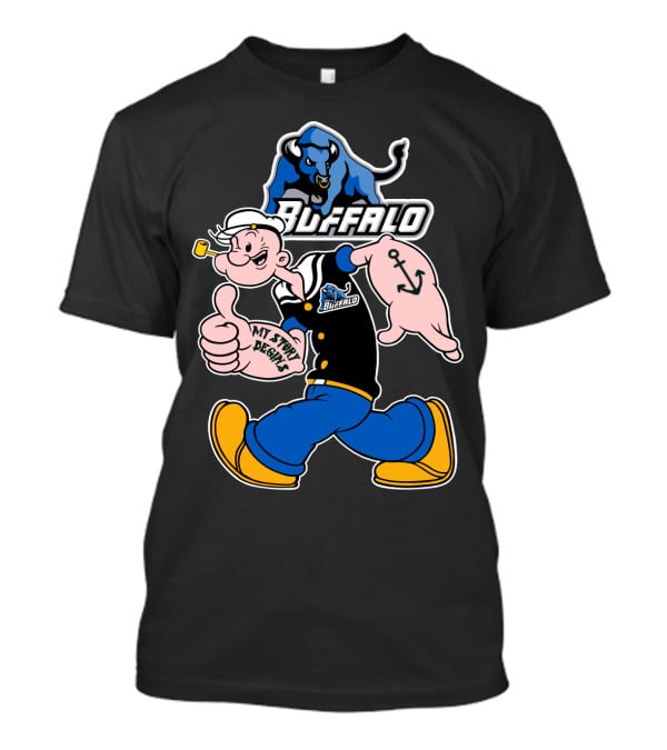 Popeye Buffalo Bulls My Story Begins Thumbs Up Anchor Navy Sailor T-Shirt