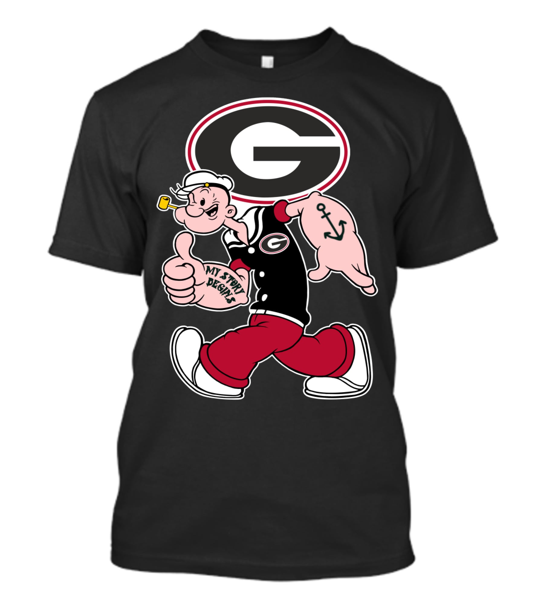 Georgia Bulldogs Popeye My Story Designs T-Shirt