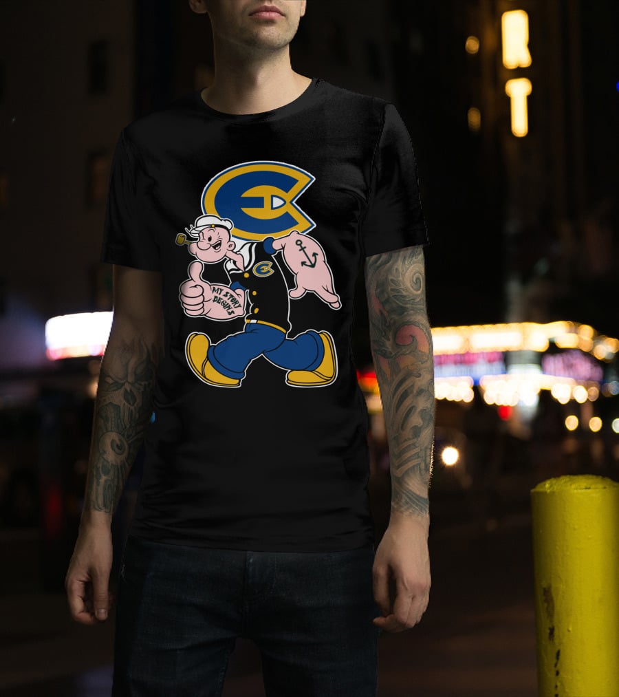 Eau Claire Blugolds Popeye Character With Anchor And Classic Navy Outfit T-Shirt