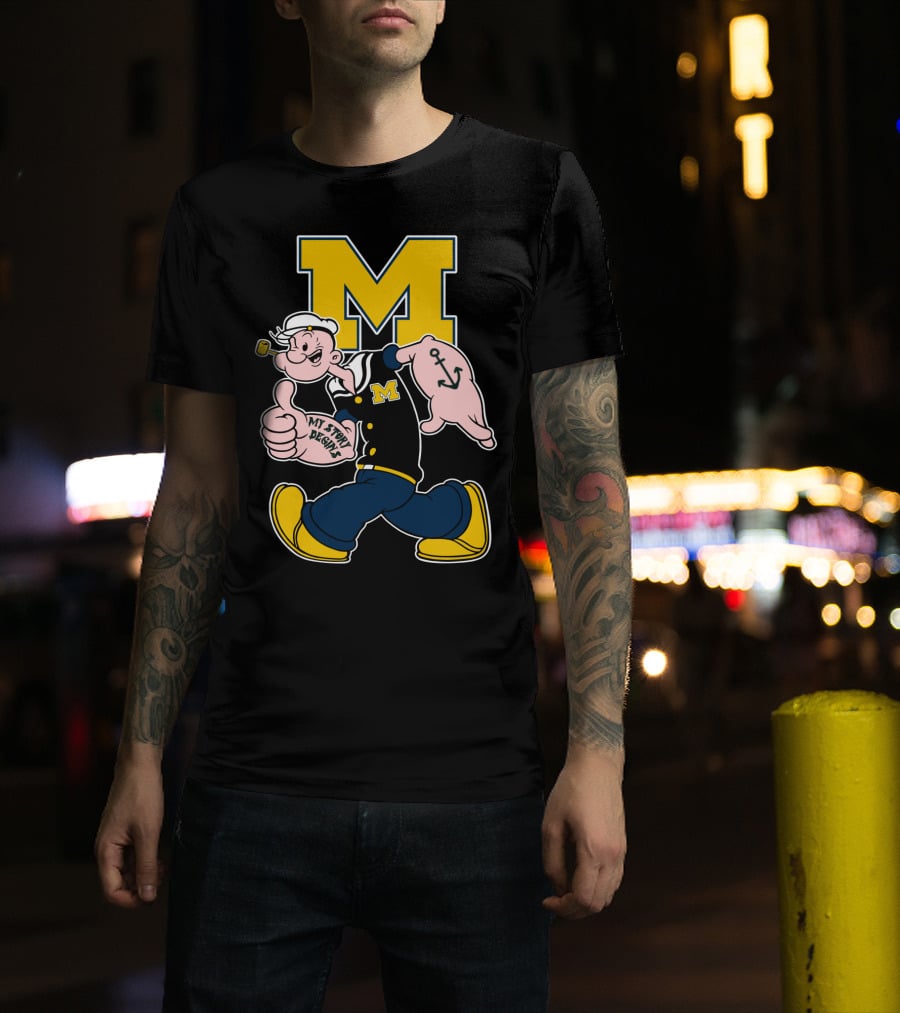 M Michigan Wolverines Popeye My Story Begins T-Shirt