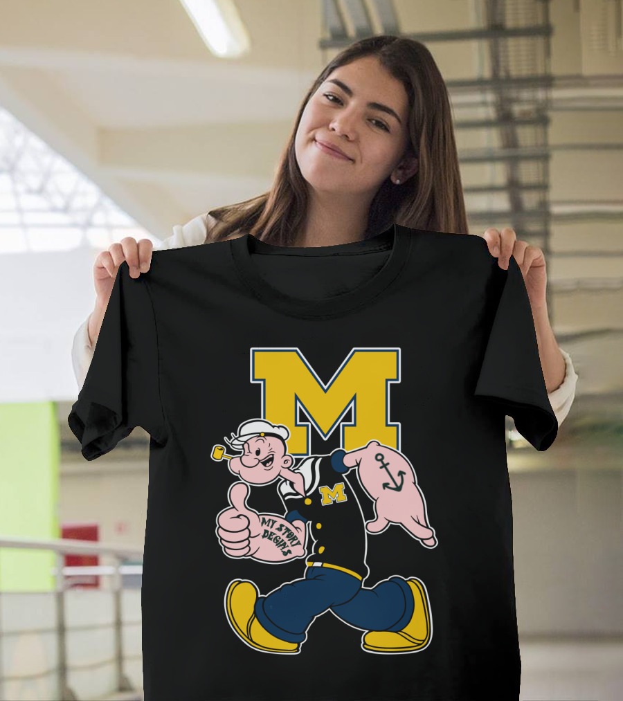 M Michigan Wolverines Popeye My Story Begins T-Shirt