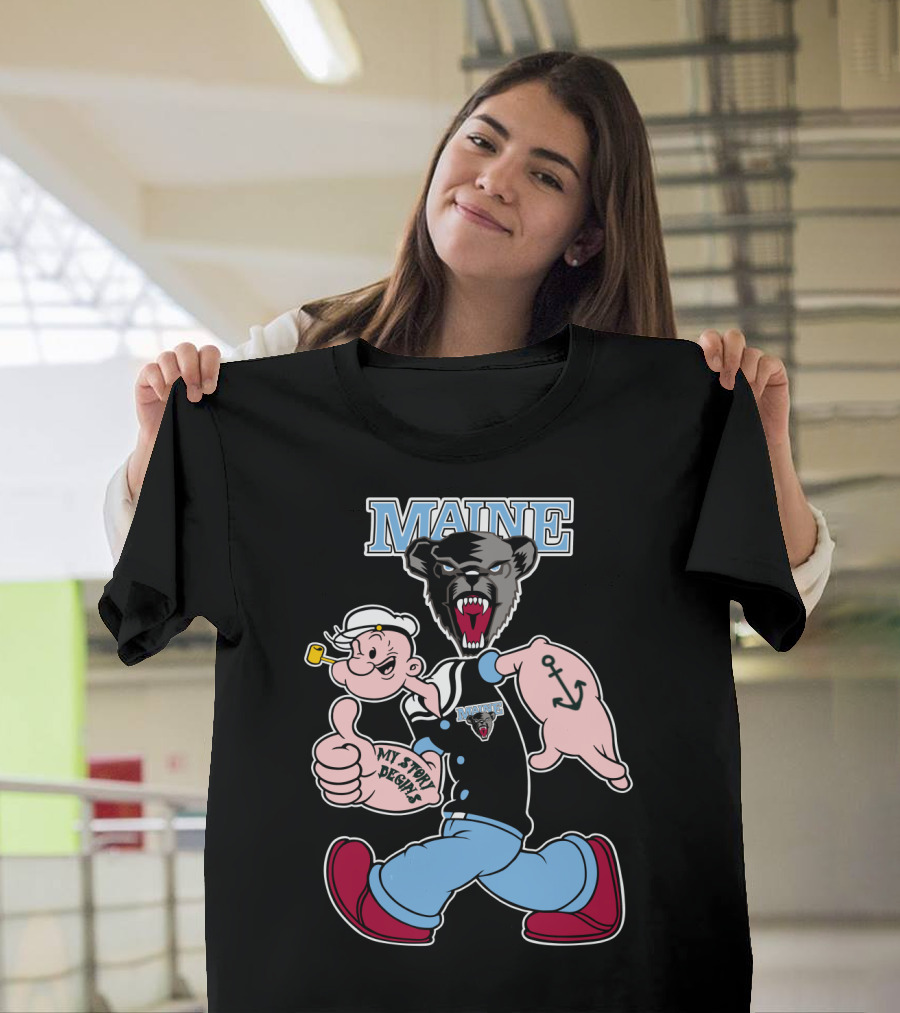 Maine Black Bears My Story Begins Popeye Crossover T-Shirt