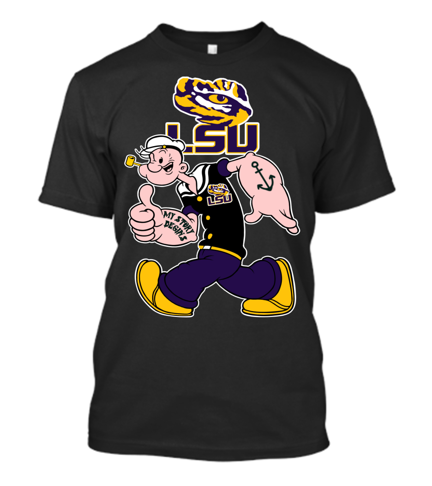 Lsu Tigers Popeye My Story Begins T-Shirt