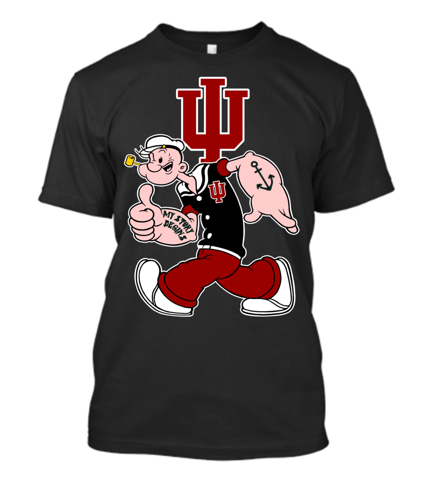Indiana Hoosiers My Story Designs Popeye Crossover T-Shirt