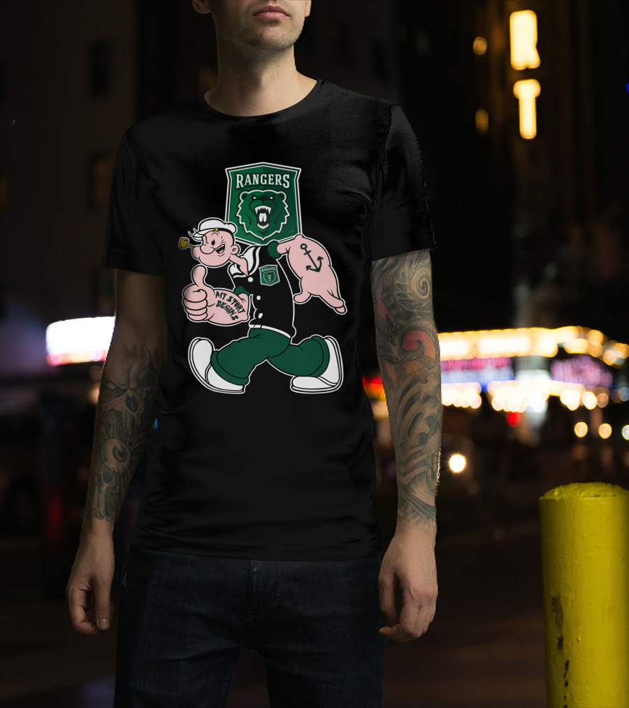 Parkside Rangers My Story Begins Popeye Cartoon Bear Anchor T-Shirt