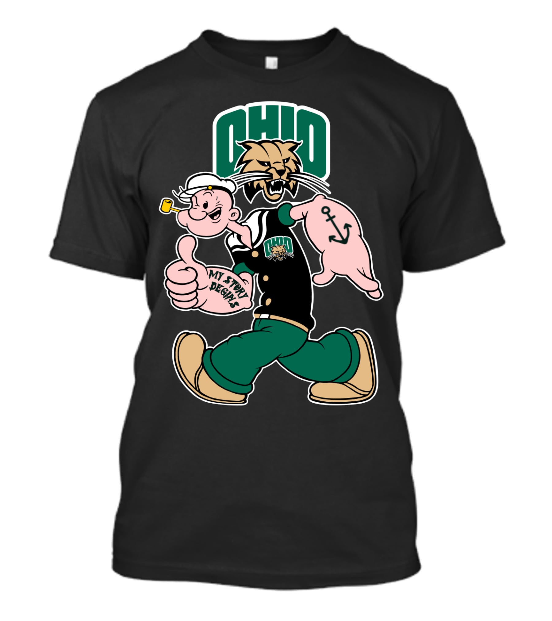 Ohio Bobcats Popeye Anchor My Story Designs T-Shirt