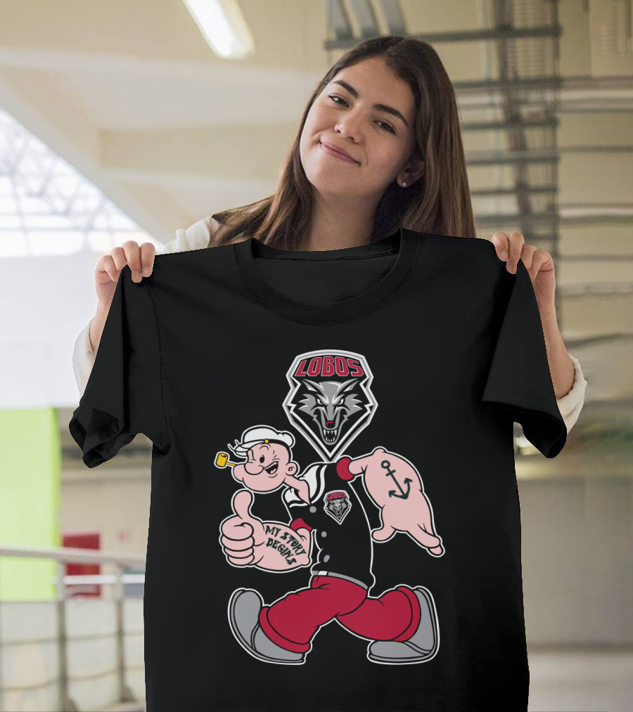 New Mexico Lobos Popeye And Wolf Logo My Story Begins T-Shirt