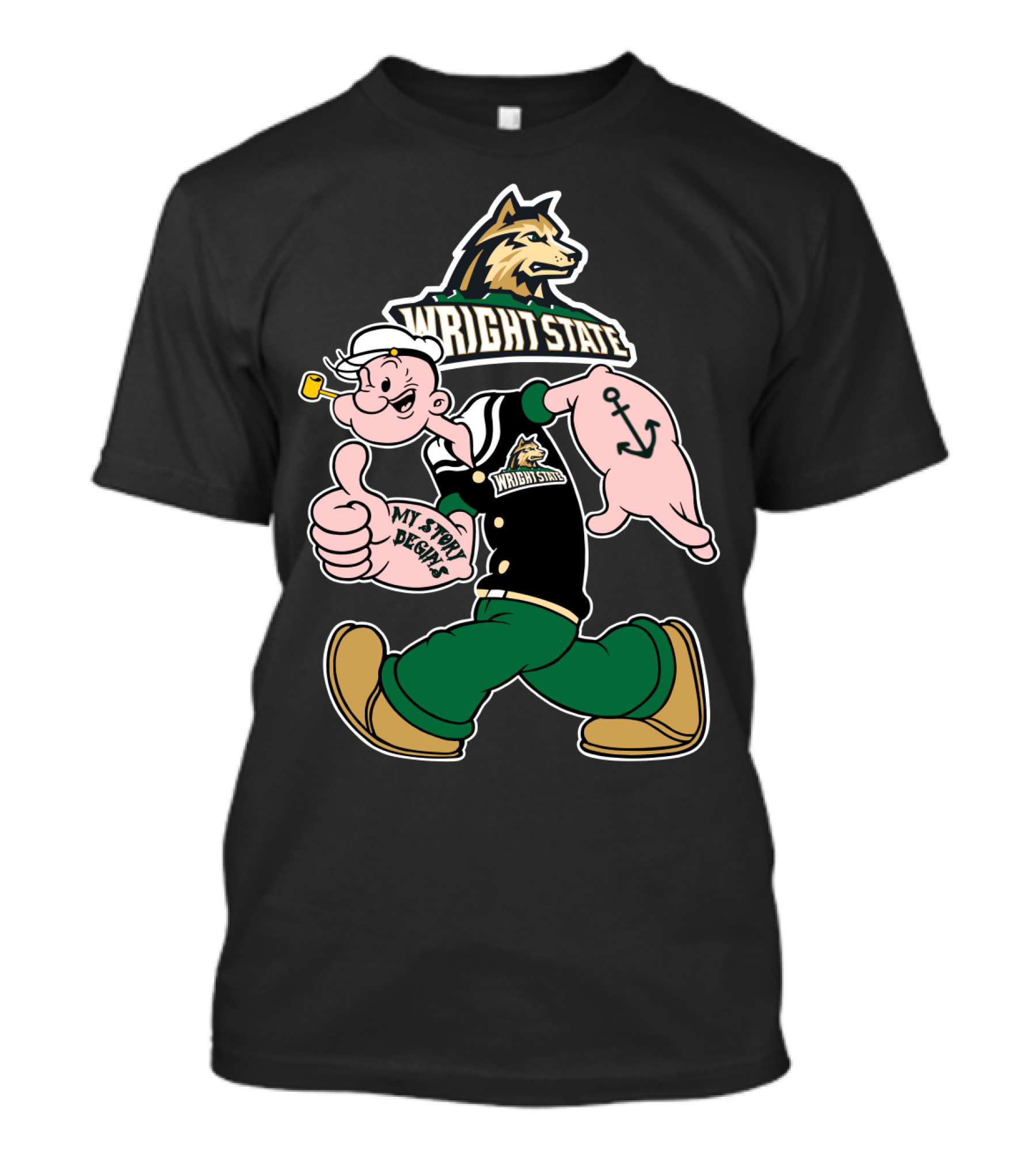 Wright State Raiders Sailor Character Thumbs Up My Story Begins T-Shirt